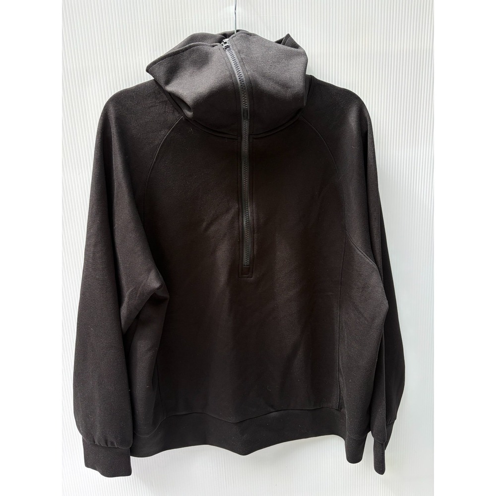 UVN Women Half Zip Sweatshirt XL Black High Neck Pullover Long Sleeve Top Y2K